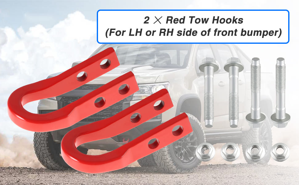 2 PCS Red Tow Hooks